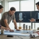 architects reviewing blueprints