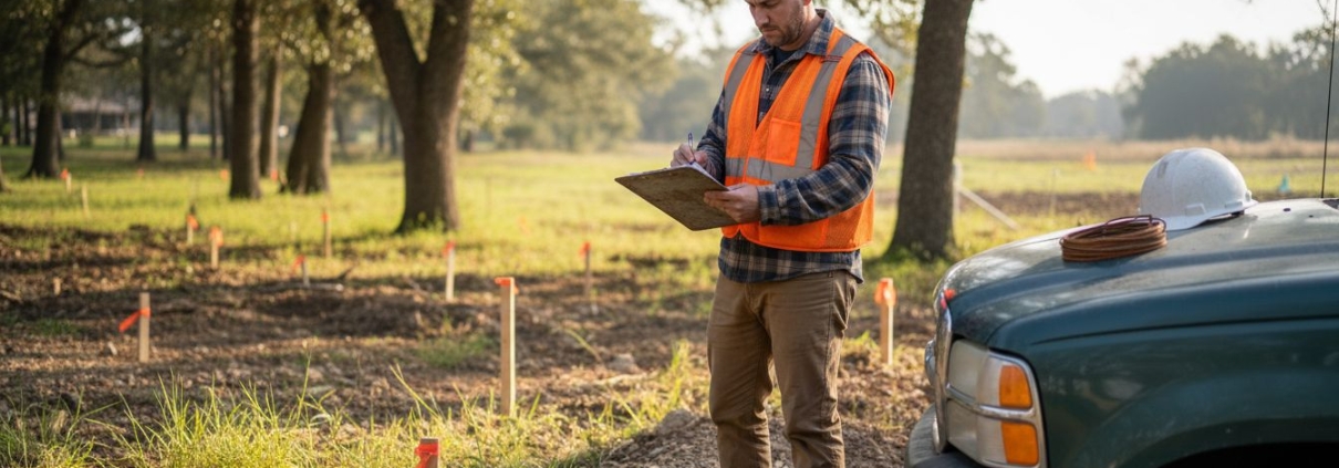 Civil engineer conducting property site assessment