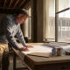 Engineer reviewing structural plans onsite