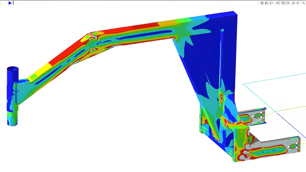 Finite element analysis showing stress distribution on a structural component