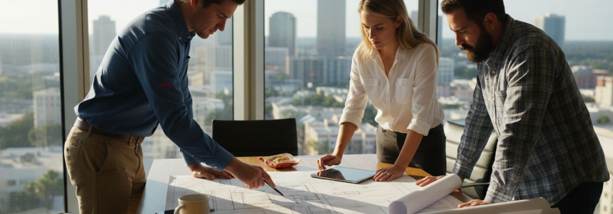 Florida engineering team collaborating in office